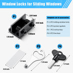 HYIEOU Sliding Window Locks (6 Sets), Secure Window Lock with Key, Window Locks for Up and Down Windows & Horizontal Sliding Windows, Adjustable Window Lock, Sturdy and Durable, Does Not Deform.