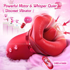 Vibrator Adult Sex Toys for Women - Sovokn 5IN1 Mouth Sucking Vibrator Rose Sex Toy, 10 Tongue Licking, 3 Auto & 1 Manual Sucking Adult Toys New APP, Anal Clit Nipple Vibrators Female Couples Sex Toys