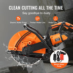 VEVOR Electric Concrete Saw, 16 in, 3200 W Motor Circular Saw Cutter with Max. 6 in Adjustable Cutting Depth, Wet Disk Cutter Includes Water Line, Pump and Blade, for Stone, Brick