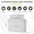 Countertop Multifold Hand Paper Towel Dispenser by Oasis Creations, Single Sheet Dispensing – Glossy White