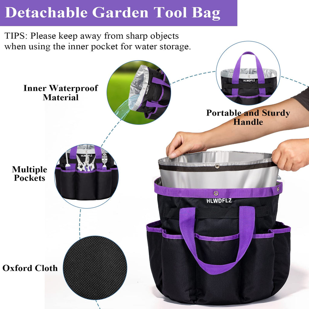 HLWDFLZ Purple Garden Tool Set Gardening Items for Women - 11PCS Heavy Duty Garden Tools with Detachable Storage Bag, Weeder, Dual-Purpose Hoe