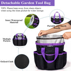 HLWDFLZ Purple Garden Tool Set Gardening Items for Women - 11PCS Heavy Duty Garden Tools with Detachable Storage Bag, Weeder, Dual-Purpose Hoe