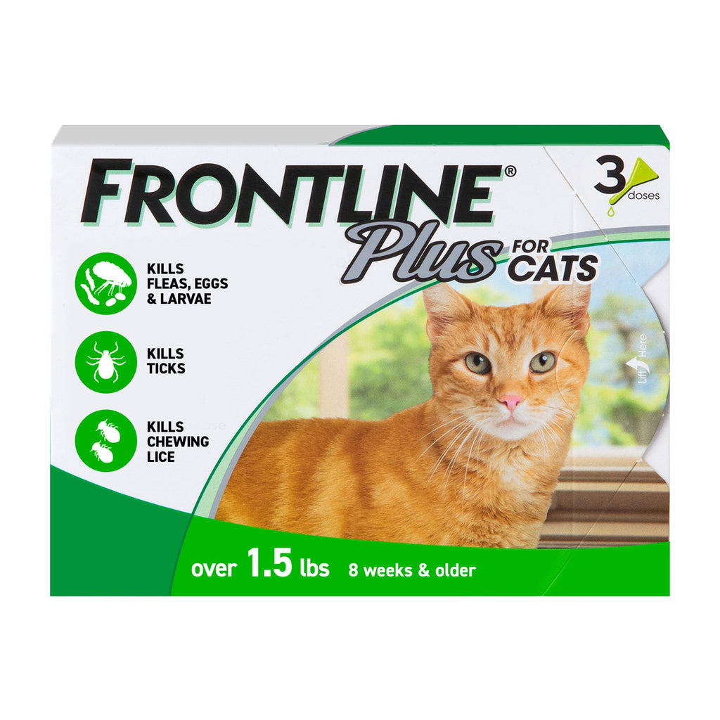 FRONTLINE Plus Flea & Tick Spot Treatment for Cat & Kitten (Green) Count of 3