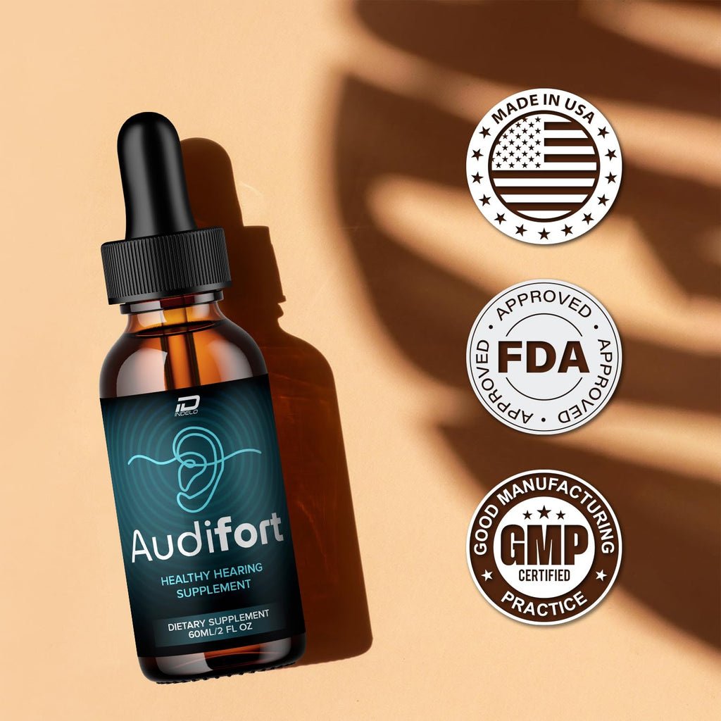 Indelo Audifort Drops - Audifort Pro 24, Audifort Pro Liquid Ear Ringing Relief, Audifort Reviews (2 Pack – 2 Month Supply)