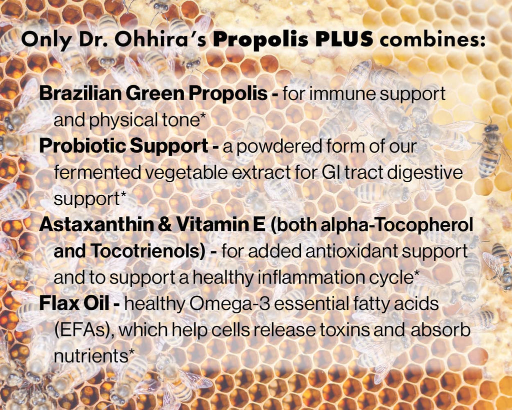 Dr Ohhira's Propolis Plus Bee Propolis Capsules | Gold Standard | 30 Count