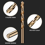 MACXCOIP Cobalt Drill Bit Set, 15Pcs M35 High Speed Steel Jobber Length Drill Bit Kit for Hardened Metal, Stainless Steel, Cast Iron, Wood and Plastic, with Index Storage Case, 1/16"-3/8"