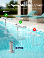 POOLHOUR 2026 Upgrade Height Solar Pool Fountain with 10-Color 4-Mode LED Lights, Auto Light-Sensing Pool Sprinkler Fountain for Above/Inground Pools, 360° Adjustable Spray for 8-16°F Cooling (Gray)