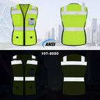 TCCFCCT Women Reflective Vest 11 Pockets High Visibility Mesh Safety Vest for Lady, Neon Construction Work Vest with Zipper, Snug-Fit, Durable with Reinforced Sewing, ANSI Compliant, Yellow S