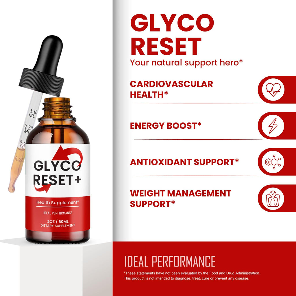 Glyco Reset Drops, Official GlycoReset Supplement with All Natural Ingredients - Maximum Strength, Advanced Formula Droppers for Overall Health & Wellness, Premium Glyco Reset Support Reviews (1 Pack)