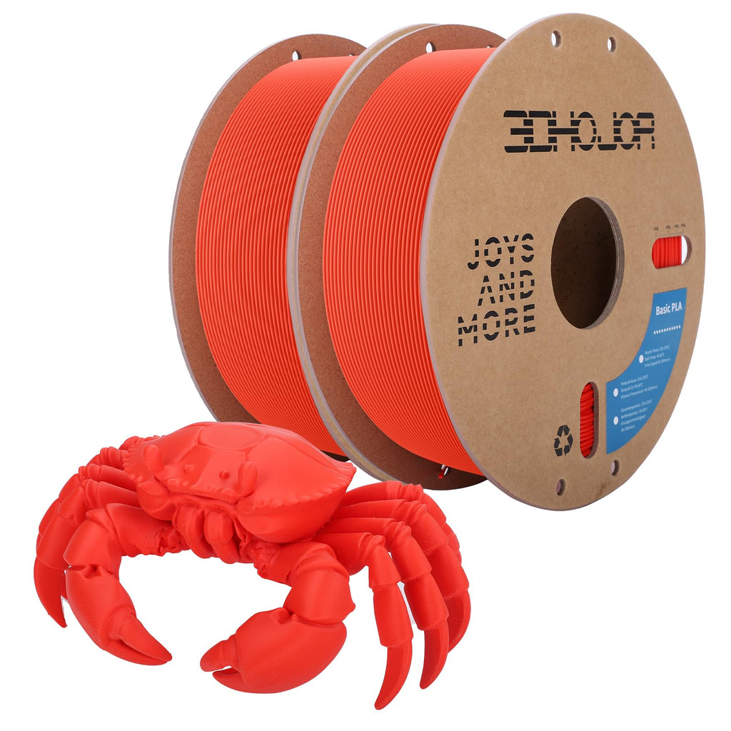 3DHoJor 3D Printing Filament Basic PLA Filament Bundle 1.75mm Cardboard Spool Dimensional Accuracy +/- 0.03 mm Fit Most 3D FDM Printer 1KG*2 spools-2Pack RGB Red