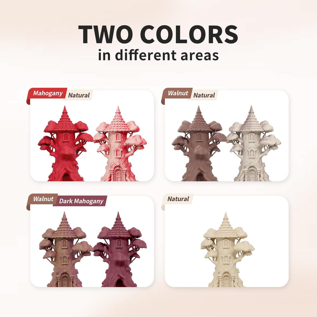 Reprapper Wood PLA Filament Variety Pack - 1.75mm 4 Spool Bundle: Natural, Mahogany, Dark Mahogany & Walnut Real Wood Fiber, Dual Color 3D Printing Material 250g x 4pack