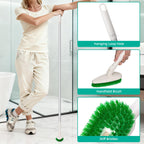 Qaestfy 4-in-1 Tub and Tile Shower Scrubber, 51'' Bathtub Cleaning Brush with Long Handle, Soft & Stiff Bristles Bathroom Scrub Brush, Non-Scratch Shower Cleaner Brush for Cleaning