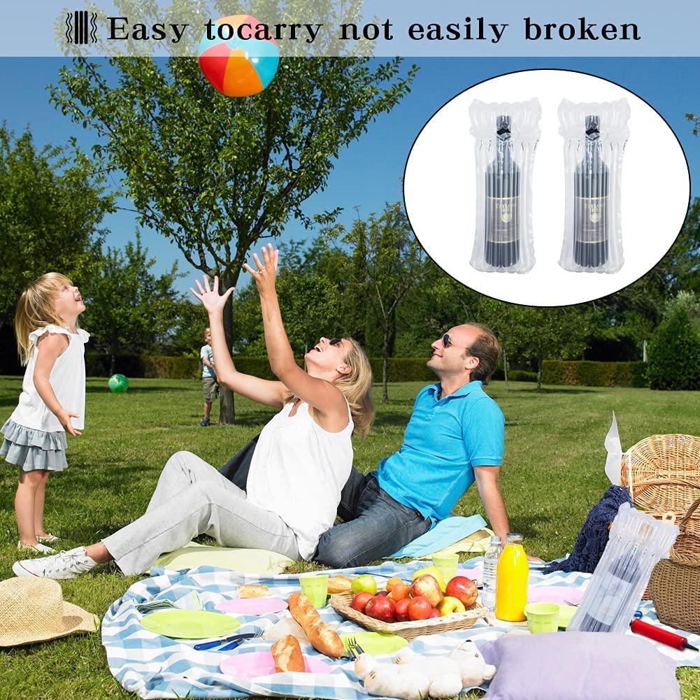 Wine Bottle Travel Protector Bags, Conilly 50 Packs Inflatable Air Column Packaging Bubble Bag with Free Inflator Pump, Reusable Wine Bottle Protector,Safe Choice for wine Transportation