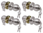 Lanwandeng 4 Pack Door Knobs with Lock and Key,All Keyed Same Entry Door Knob, Exterior and Interior Door Lock, Door Handle Satin Nickel