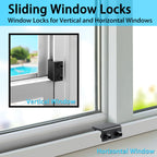 ZRFCXE Window Locks,8 Pack Sliding Window Locks with Key for Vertical & Horizontal Sliding Windows Doors,Easv to Install,Adjustable Security Window Lock for Patio Bedroom Home and Office (Black)