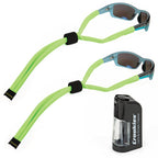 Croakies Lycra Suiters Floater Glasses Strap and Glasses Cleaner Kit, Neon Green Two-Pack