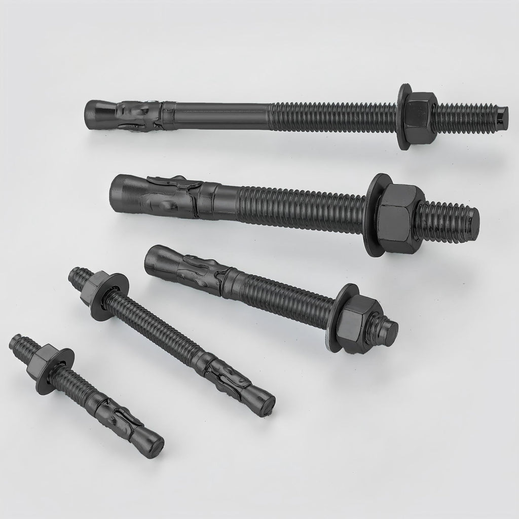 Wensilon 100Pcs 3/8x3 Inch Standard Fasteners for Heavy-Duty Black Wedge Anchors for Cement and Concrete