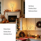 Hairui Lighted Brown Branches Battery Operated with Timer 32IN 100 LED Fairy Lights, Willow Branch Lights for Home Bedroom Fireplace Christmas Holiday Decoration Indoor Outdoor Use (Vase Excluded)