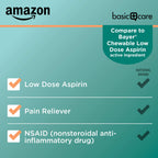 Amazon Basic Care Low Dose Aspirin 81 mg Chewable Tablets, Pain Reliever for Minor Aches, Orange Flavor, 36 Count