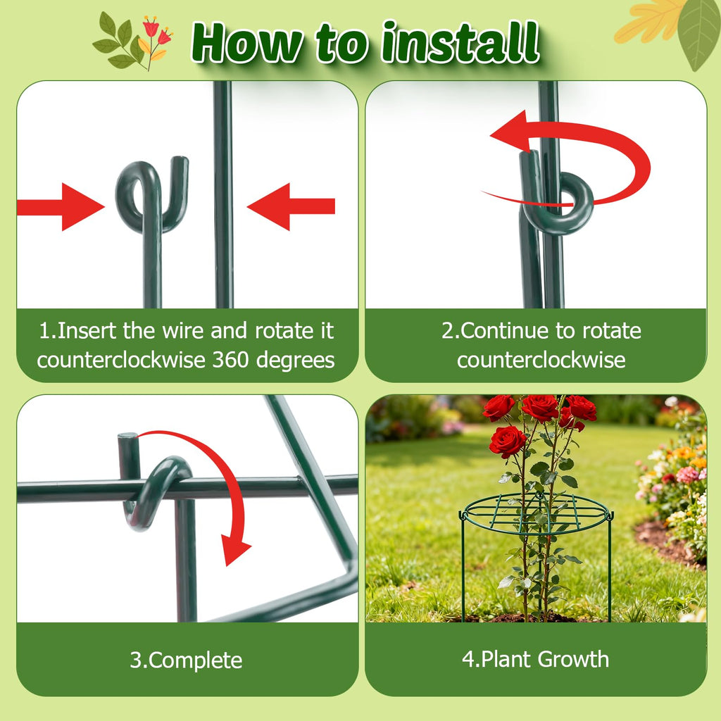 TTQ 8 Pack 12 x 15.7 inch Peony Cages and Supports,Metal Grow Through Plant Supports for Outdoor Plants,Flowers Support Rings Top-Heavy Plant Brace Support Hoop for Vegetables,Rose,Tomato,Orchids