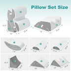 Hansleep Bed Wedge Pillow Set for After Surgery 6PCS, Post Surgery Pillow for Sleep Apnea and Acid Reflux Relief, Adjustable Reading Pillows Back Support with Memory Foam, White, 23"