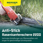 BERGER Grass Shears – Lawn Edging Clippers with Self-Sharpening Anti-Stick Blades, Forged Steel Construction, Ambidextrous Design, Ring Clasp for Hanging Storage – 2200