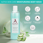 Alpha Skin Care Moisturizing Body Wash, Gentle Soap-Free Anti-Aging Formula, Glycolic AHA, Vitamin E & Aloe Vera, Conditions & Soothes, All Skin Types Hydroxy Acid, 12 Oz