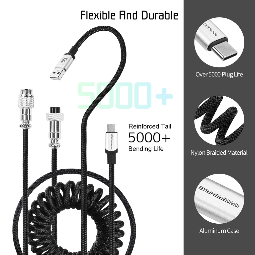 ATTACK SHARK C01 PRO Coiled Keyboard Cable, Custom Coiled USB C Cable ...