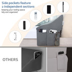 Vekkia Queen Bed Wedge Pillow for Headboard Gap – 0–6" Bed Gap Filler with Firm Foam Support & Extra-Large Pockets – Prevents Lost Pillows, Phones & Small Items(Gray)
