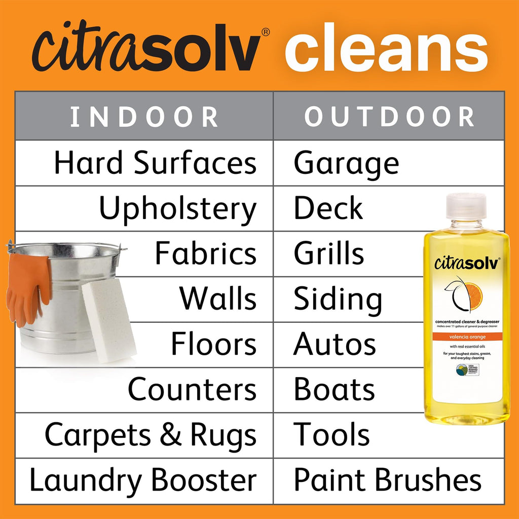 Citra Solv Concentrated Household Cleaner & Degreaser -Valencia Orange Scent 8 fl oz Safe, Effective, and Versatile Cleaning Solution, Natural Ingredients Non Toxic,Biodegradable, Made in USA (2)