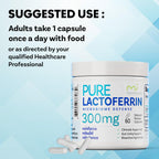 Lactoferrin 300mg Delayed Release Capsules - MyImmunity Premium Immune Support Supplement with Iron Absorption - Freeze Dried, Non-GMO, Gluten Free, Vegetarian - 60 Count (2 Month Supply)