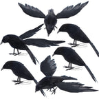 YOFIT Halloween Crow Decorations 6 Pack Fake Black Crows and Ravens