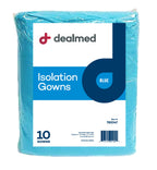 Dealmed Blue Isolation Gown – Disposable Medical Gowns, Latex-Free, Perfect for Hospitals, Medical Facilities, and Physicians’ Offices (Case of 50)