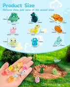 Piemow 180 Pcs Mini Resin Animals Kit, Luminous Landscape Figurines Decor