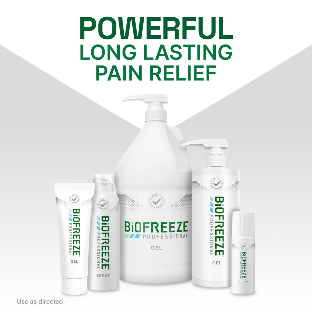 Biofreeze Professional Pain Relief Roll On, Travel Size Arthritis Discomfort Reliever, Fast Acting & Long Lasting Formula, Cooling Menthol Gel 3 Fl Oz (Pack of 3)