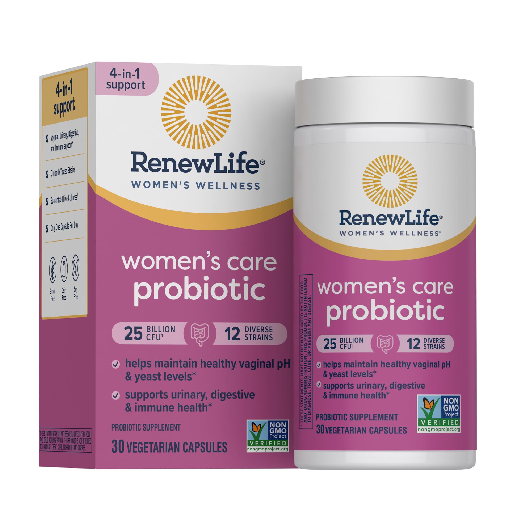 Renew Life Women's Probiotic | 25 Billion CFU | 30 Vegetarian Capsules | Supports Urinary, Digestive, and Immune Health | Dairy, Soy and Gluten-Free Supplement