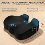 BlissTrends Memory Foam Seat Cushion for Office Chair & Car Seat, Black