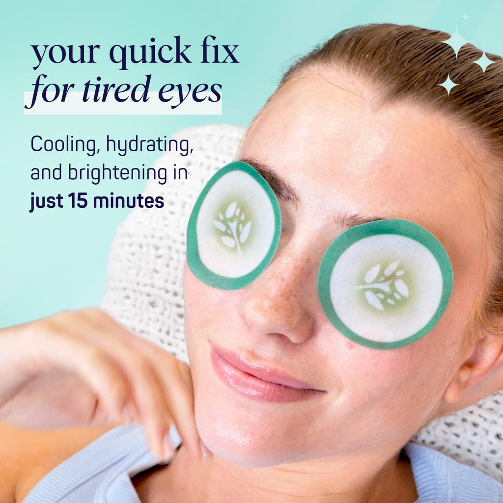 SpaLife Cooling Cucumber Eye Pads | Korean Dark Circles & Puffy Eyes Treatment | Nourishing Cucumber Eye Pads | Eye Mask for Puffy Eyes Daily Depuffing Eye Patches | 48 Count