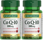 Nature's Bounty CoQ10 100mg for Heart Health Support, Non-GMO Q-Sorb Coenzyme Q-10 Antioxidant Support and Cardiovascular Wellness, Dietary Supplement, Rapid Release Softgels, 45 ct (Pack of 2)
