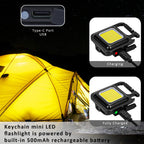MAKDAK COB Rechargeable Keychain Flashlight 4Pack, High Lumen Super Bright LED Work Light with Magnet,Clip,Bottle Opener for Dog Walking,Car Repair, Emergency,Camping,EDC