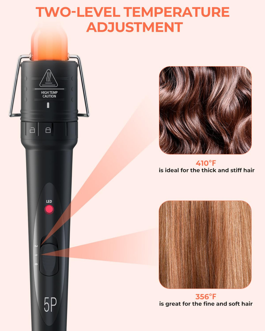 5 in 1 Curling Wand Set: Ohuhu Curling Iron Wand 5Pcs 0.35 to 1.25 Inch Interchangeable Ceramic Barrel Heat Protective Glove 2 Clips Dual Voltage Hair Curler for Girl Women Mother Christmas Gift Black