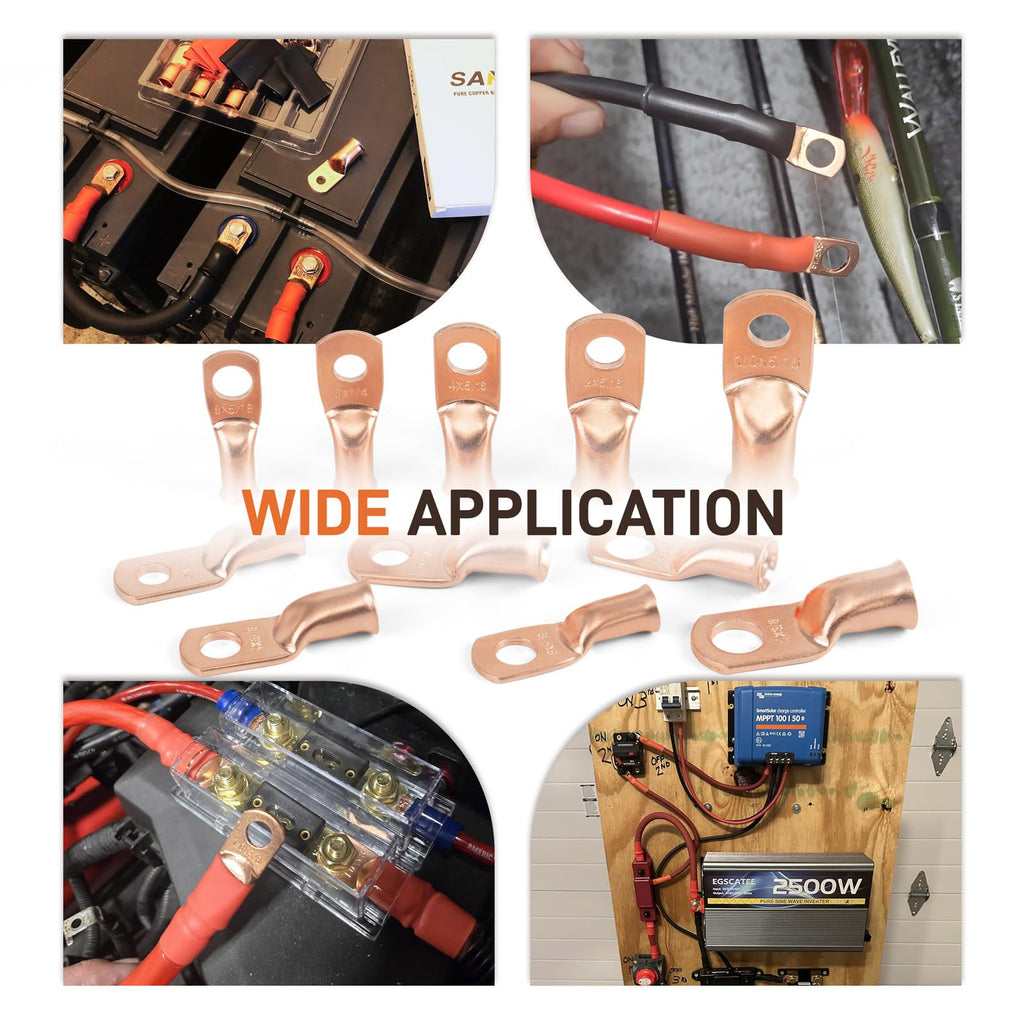 10pcs 8 Awg - #10 (M5) Sanuke Wire Lugs Ring Terminal Connectors Ends Heavy Duty for Battery Cable Lug Wire Electrical Eyelets with 3:1 Dual Wall Adhesive Heat Shrink