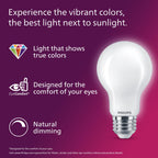 Philips LED 100W A19 4-Pack Ultra Definition Daylight (5000K) 1500 Lumen (11.5W = 100W) Dimmable Frosted Flicker-Free Light Bulbs