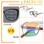 JO Progressive Multifocus Reading Glasses Men Women - No Line Progressive Reader Half-Rim for Mid-Near (Black/Tortoise, 2.50, x)