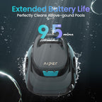AIPER Scuba 2025 Cordless Pool Cleaner, Upgrade 95-Min Runtime, 1450GPH Strong Suction, Pool Vacuum for Above-Ground Pools up to 860 Sq.ft, Black