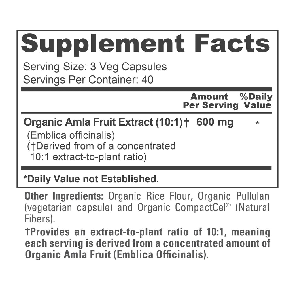 NusaPure Organic Amla Capsules 600 mg , 120 Veg Capsules (USDA, Vegan, Non-GMO)