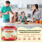 Liposomal Saffron Gummies for Kids 4+, Saffron Supplements w/Holy Basil, Rosemary, Magnesium Glycinate, Omega-3 & More, Brain Focus Support Supplement, Vegan, Organic, Sugar Free, 60 Chewables