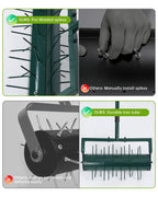 Rolling Lawn Aerator Tool with 39 Spike for Outdoor Lawn Yard Soil Garden