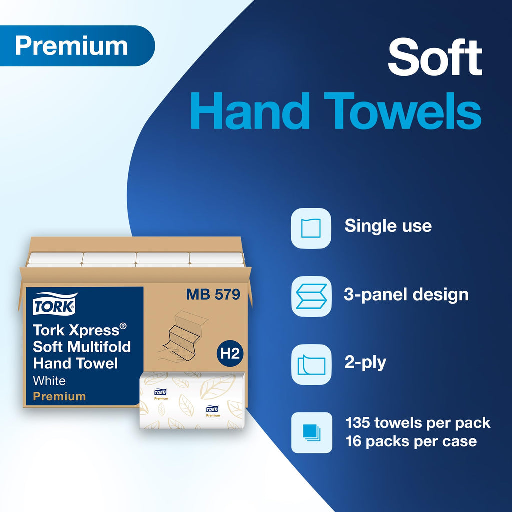 Tork Soft Xpress Multifold Paper Hand Towels, 16 Packs X 135 Towels, MB579