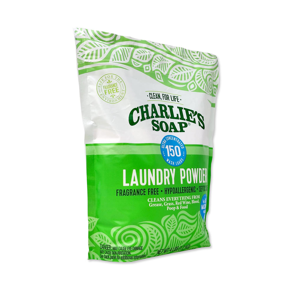Charlie’s Soap Laundry Powder Detergent (150 Loads, 1 Pack) Fragrance Free Hypoallergenic Deep Cleaning Laundry Detergent Powder – Residue Free, HE Compatible, Septic Safe